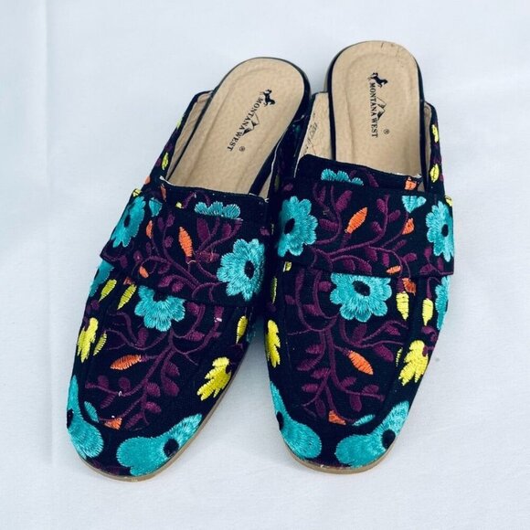 Montana West Cloth Embroidered Mule Size 8 Slip On Cowgirl Summer - Picture 1 of 12